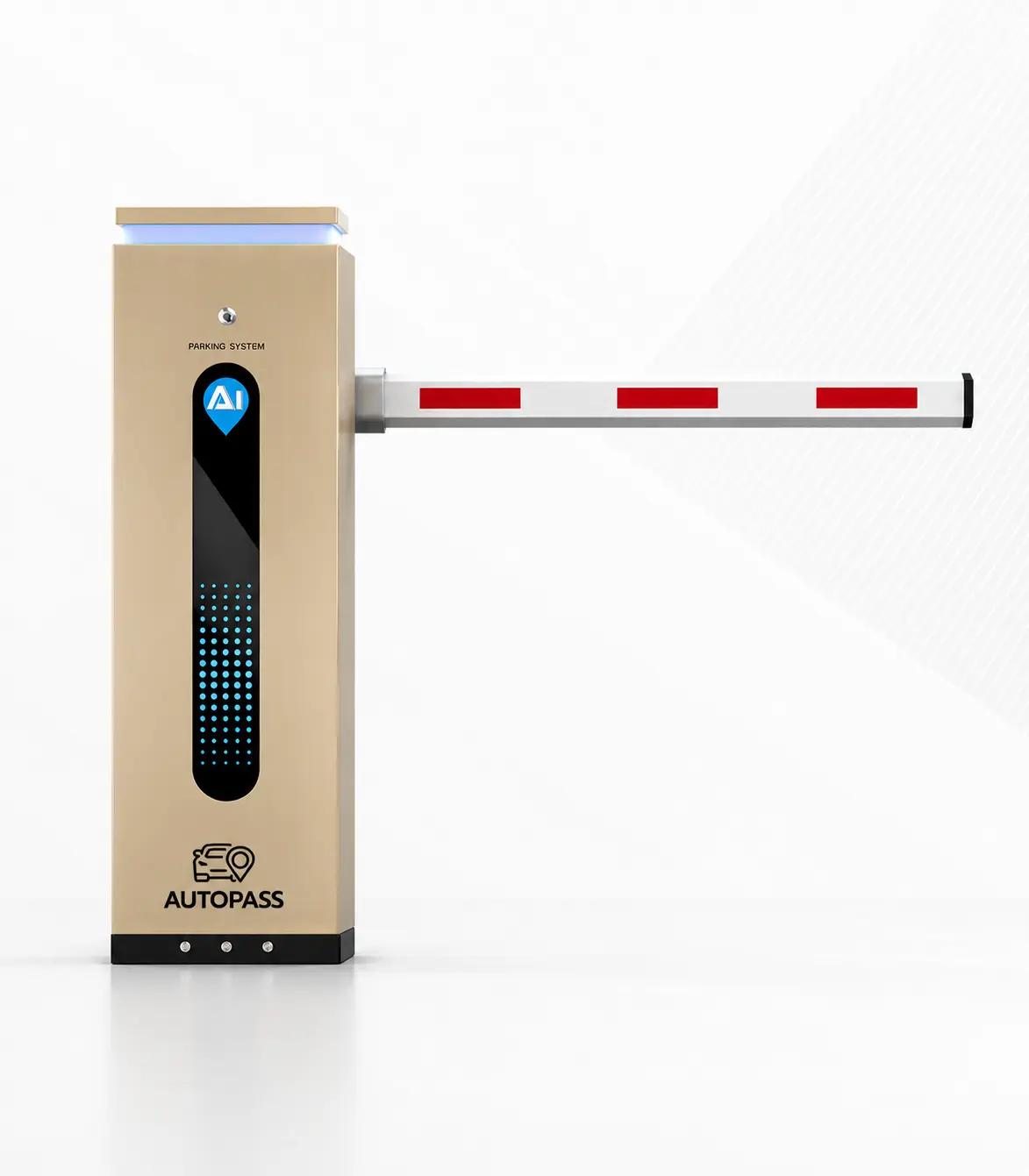 atp1004-barrier-gate-gold ตู้ไม้กั้นรถยนต์ ATP1004 สีทอง แขนกั้นยาว 4-6 เมตร