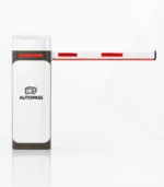 ตู้ไม้กั้นรถยนต์ ATP1008 สีขาว พร้อมแขนกั้นและไฟ LED พื้นหลังสีขาว
